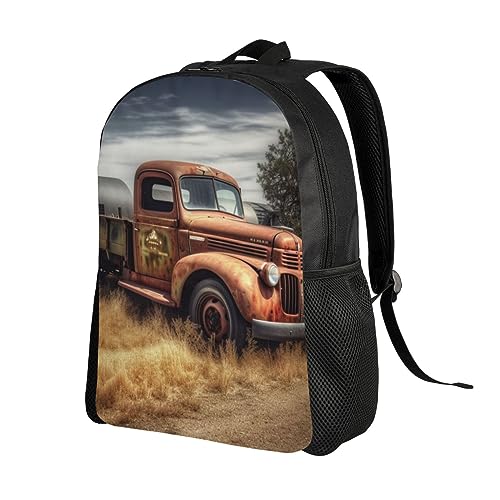 Mochila impermeable negra con diseño Old Truck Car miniatura 2