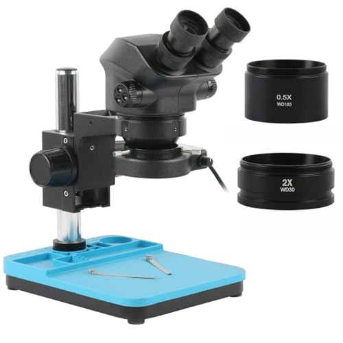 顕微鏡キット 産業ラボ 7X-50X 連続ズーム実体顕微鏡双眼顕微鏡 + 0.5X 1.0X 0.7X 1.5X 2.0X 補助対物レンズ 顕微鏡レンズアダプター (Color : With 0.5x 2.0x)