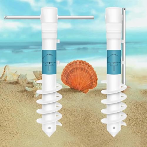 Beach Umbrella Sand Anchor 1 Pack Outdoor Umbrella Base with 5-Spiral Screw Design & Removable Stainless Steel Handle Beach Umbrella for Sand Holder Stand Resist Strong Winds Fits All Umbrellas