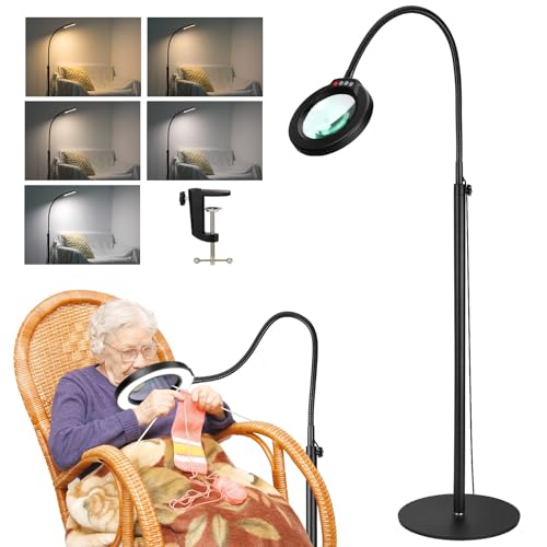 Hands-Free Magnifying Lamp with 10X Magnification and LED Light for Hobbies, Reading