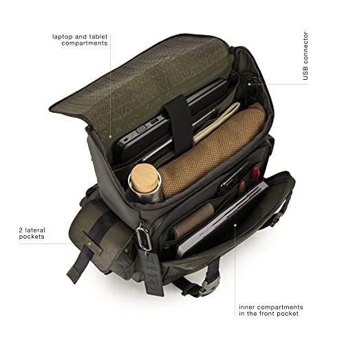 Velez Full Grain Leather Backpack For Men - 15 Inch Laptop Bag – Green Canvas Designer Bookbag - Archaeology Vintage Travel Rucksack - Casual Daypack For Women #TOP4