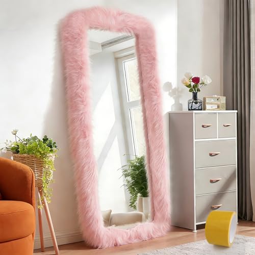 Reaeng Fluffy Full-Length Mirror Cover 64x21 Ultra Soft Cozy Non-Slip Home Dcor for Bedroom & Cloakroom (Mirror Not Included)