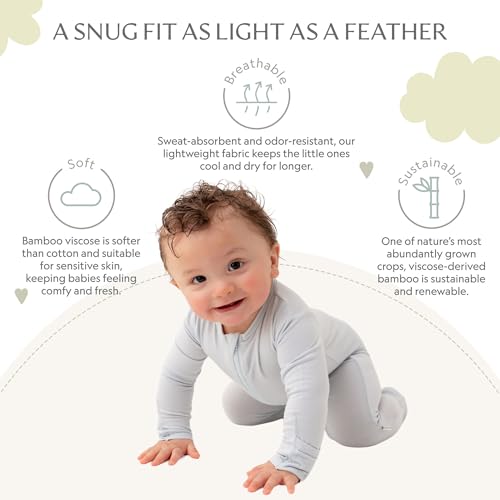 Image of Bamboo Little Soft Baby Footie Pajamas, Baby Clothes, Newborn Sleepers, 95% Viscose and 5% Spandex, 0-24 Months