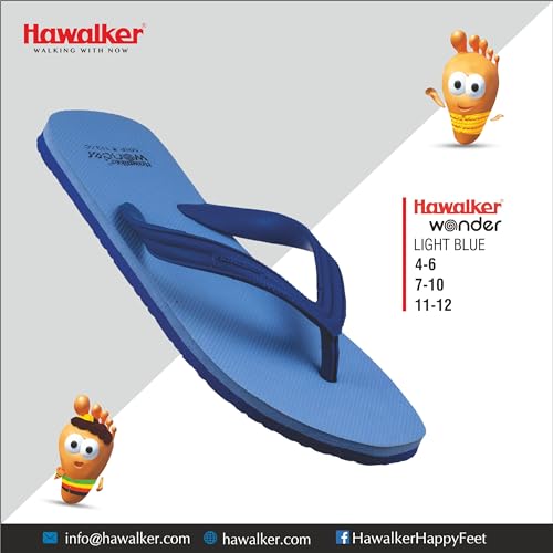 Image of Hawalker Hwalker Prime Men's Flip Flops Made with 100% Natural & Durable Rubber for All Weather | Comfortable Hawai Chappals | Regular Wear Slippers (Light Blue)