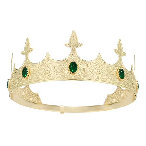 King Crowns Metal Hair Band for Men Gold Crowns and Tiara for Theme Birthday Party Costume Accessories