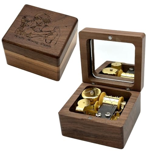 Vintage Engraved Luxury Walnut Wood Wind Up Music Box -HowlMoving Castle