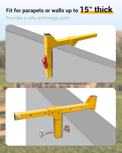 Image of Parapet Adjustable Non-Penetrating Anchor, Reusable Parapet Anchor Clamp for Temporary Fall Arrest Anchorage, Fit Parapet Walls Up to 15 inch Thick, Lightweight Portable and High Strength
