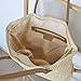 HOXIS Weekender Lightweight Synthetic Straw Shopper Tote Womens Shoulder Handbag (Beige)