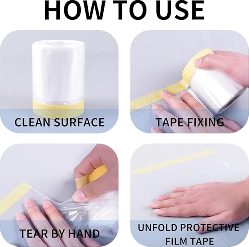 Image of HomdumPre-Tape Paint Protection Covering Sheet and Tape Length (1800mm x 20Mtr) Pack of 2PC