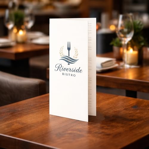 100 Pack Formal Bright White 8.5\" x 11\" Scored Cardstock Paper – Folds to 4.25\" x 11\" – Menu & Program Paper – Inkjet & Laser Printer Compatible – Made in USA