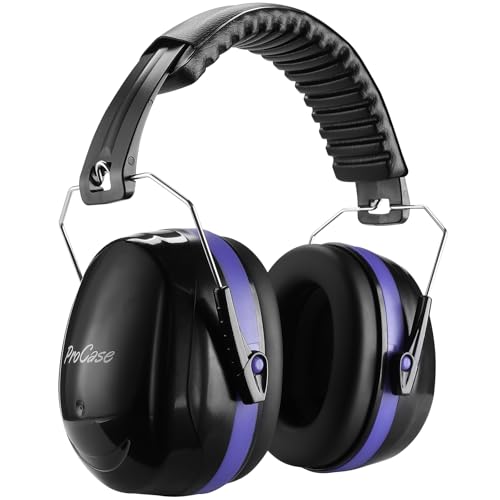 Procase Casco Antiruido Ajustable, Protector Auditivo NRR 32dB Aislante de Ruido Profesional, Casco Insonorizado Protector de Oído para Campo de Disparo, Caza -Violeta