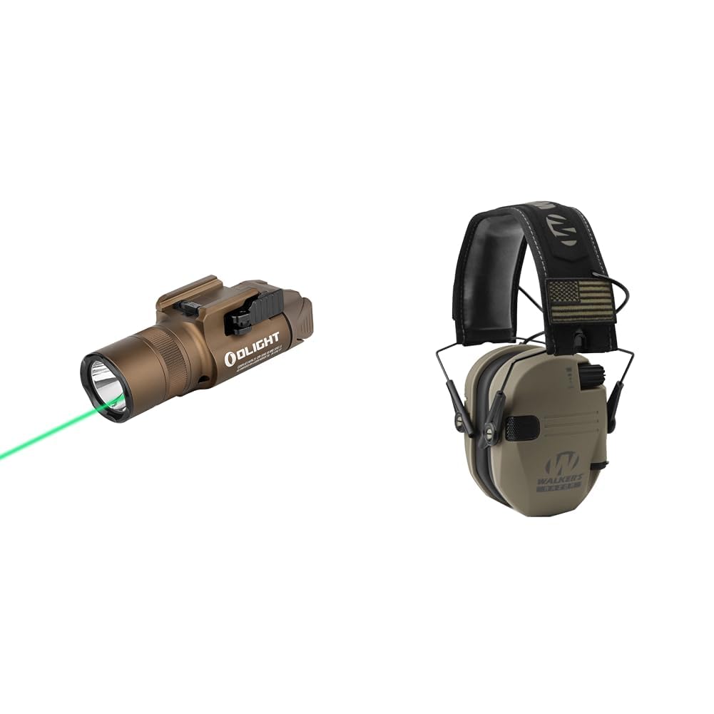 OLIGHT Baldr Pro R 1350 Lumens Magnetic USB Rechargeable Tactical Flashlight & Walker's Razor Slim Folding Electronic Ear Protection