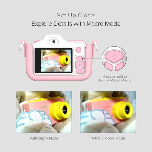 Image of myFirst Camera 3 - Kids Digital Camera, Video Camera for Toddlers, 16MP, 1080HD Video, MicroSD Card, with Selfie & Macro Lens, LED Flash, Neck Lanyard, for Kids 3-12 (Pink)