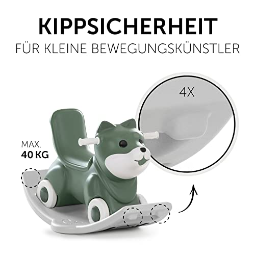 hauck 1st Rocker, Fox Green – 3in1 Schaukeltier, Rutschauto & Balanceboard ab 1 Jahr, Umbaubar mit Kippschutz, Rückenlehne & Griffen, für Gleichgewicht, Motorik & Bewegungsspaß im Kinderzimmer
