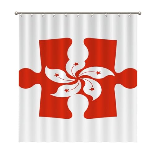 Yinrune Puzzle Flag China Hong Kong Shower Curtain 66x72in