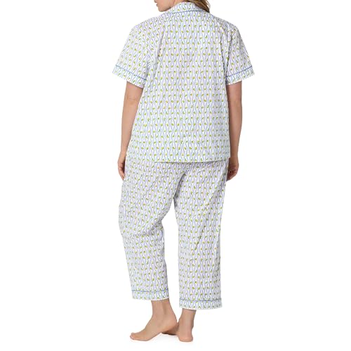 Image of Bed Head PJs Womens Matching Pajamas - Soft Organic Cotton Button Down PJ Shirt & Cropped Pants Set - Loungewear & Sleepwear
