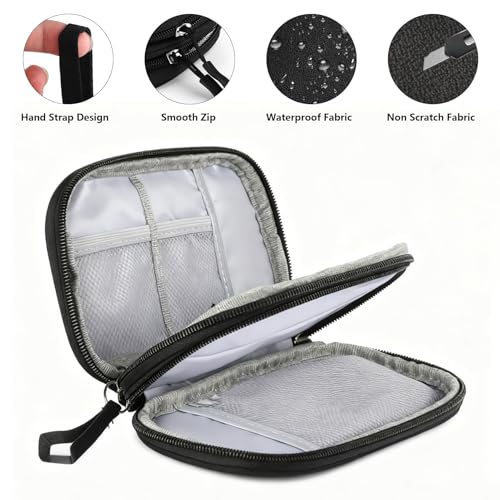 QiXinGYL Kabeltasche Organizer, Tech Pouch, Elektronische Taschen für Kabelorganizer Reise, Doppellagige Tragbare Ladekabel Organizer für Elektronik USB Powerbank Kabelaufbewahrungstasche(Schwarz)