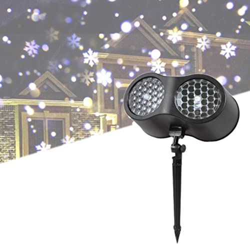 Lámpara de proyección creativa Lámpara de copo de nieve de ventisca de doble tubo LED Navidad Lámpara de copo de nieve de Halloween Lámpara de proyección de césped impermeable al aire libre, al aire
