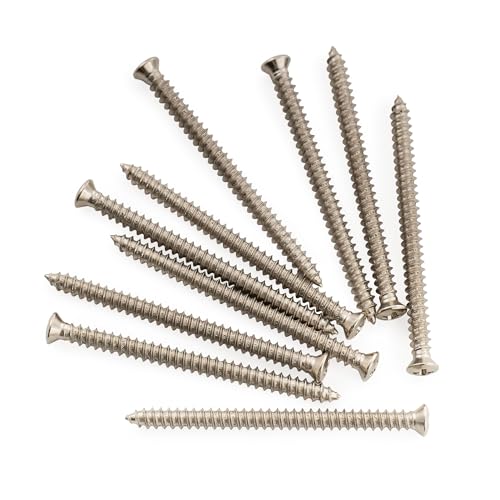 Musiclily Ultra #4x1-1/2 Inch (2.8x38.56mm) Stainless Steel Pickup Mounting Screws for P90 Style Electric Guitar Bass, Nickel (Set of 10)