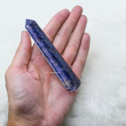 Image of Sodalite Crystal Wand - Pointed Crystal Wand for Energy Healing, Chakra Balancing, Meditation and Home Decor - Crystals and Healing Stones for Gift