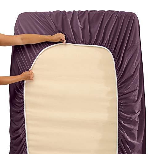 Image of Hearth & Harbor Extra Deep Pocket California King Sheet Set, Purple | 4 Piece Bed Sheet Set, Ultra Soft & Breathable, Fits Up to 24 inch Mattress, Hotel Luxury