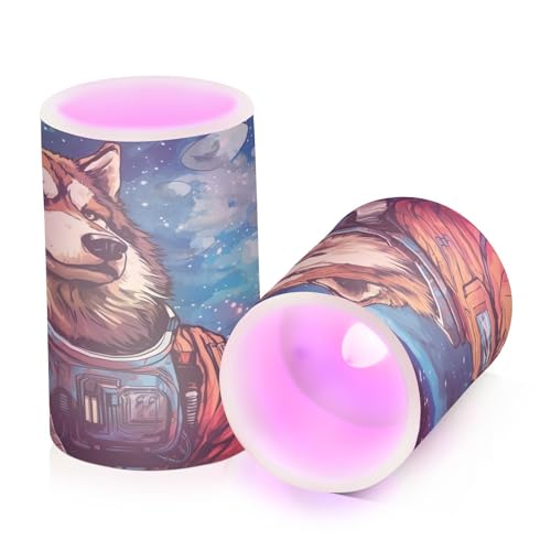 ALAZA Dog (74) Flickering Flameless Candles Battery Operated with Remote Timer,Tea Light Candles LED Pillar Votive Candles Set of 2 for Outdoor Indoor Decorations