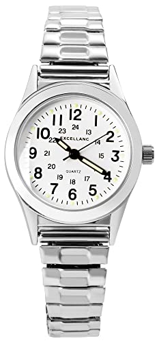 Excellanc Reloj de mujer de acero inoxidable analógico 1700025, Champán plateado