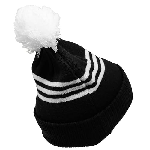 Adidas Originals Three Striped Cuff Pom Beanie (Black/White) #TOP4