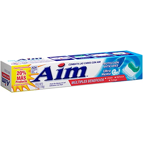 Aim Cavity Protection Anticavity Fluoride Toothpaste, Ultra Mint Gel, 6 Ounce – Pack of 6