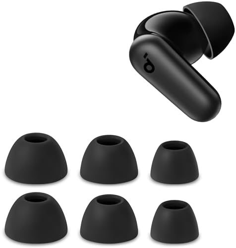 Geiomoo Silicone Ear Tips for Anker Soundcore P30i, Replacement Eartips Earbuds Earpads (Black, L/M/S)