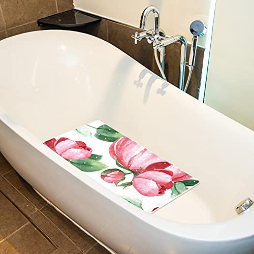Tapis de bain antidérapant anti-chute pivoine avec ventouses