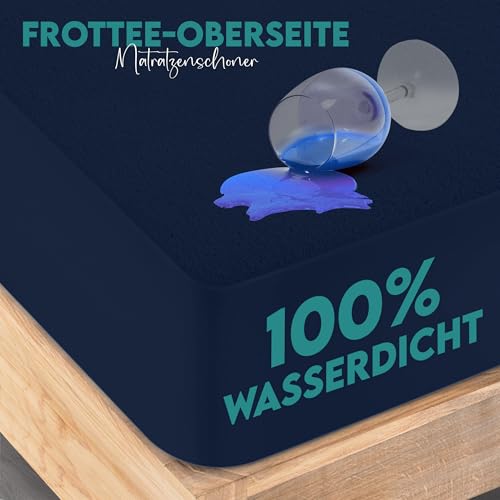 Wasserdichter Matratzenschoner 150 x 200 x 40 cm, matratzenschutz (Marine) – Ansicht 3