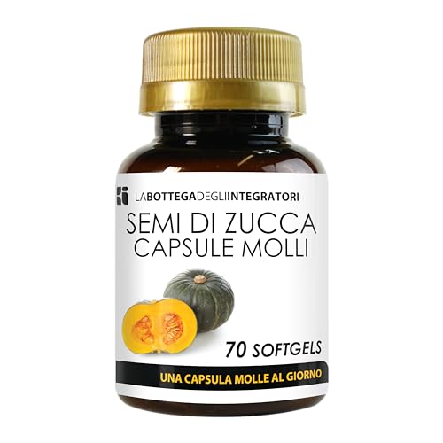 Graines de courge 70 gélules | Capsules molles à l'huile pressée à froid standardisée en oméga-3, 6 et 9, acide linoléique et acide oléique | 1 gélule molle par jour