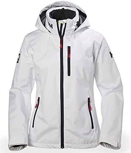 Helly Hansen Women's Standard Crew Hooded Waterproof Windproof Breathable Rain Jacket, 001 White, Medium