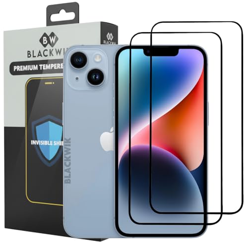 Image of Blackwik Tempered Glass Screen Protector for iPhone 16e / iPhone 13 / iPhone 14 / iPhone 13 Pro with Edge-To-Edge Protector Coverage | Easy Installation Kit (Black) (Pack Of 2)