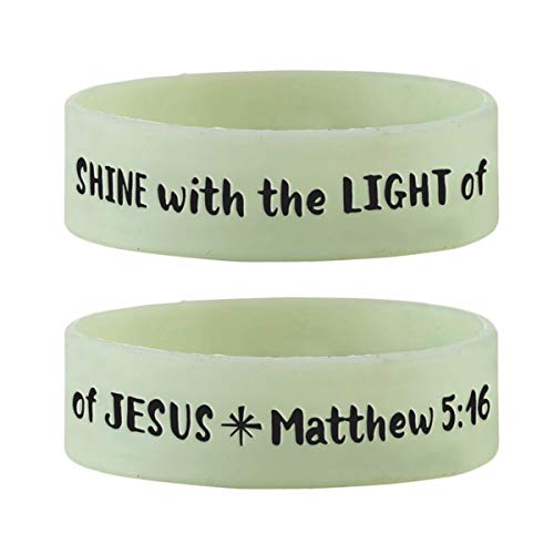 Christian Silicone Bracelet Shine with The Light of Jesus Glow in The Dark Neon Wristband, Pack of 62