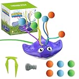 Wassersprinkler Spielzeug mit 6 Wackelschläuchen und Schwammbällen, Niedlicher Wasserspielzeug Sommerlicher Wasserspaß im Garten Hinterhof Rasen, Mädchen Jungen 4-12 Jahre