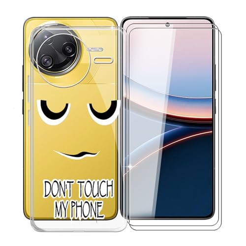 KJYFOANI para Xiaomi Poco F7 Pro Funda + 2 Piezas Cristal Templado Protector Pantalla, Transparente Anti-Arañazos Silicona TPU Case Bumper Suave Carcasa para Xiaomi Poco F7 Pro (6.67') - DU06