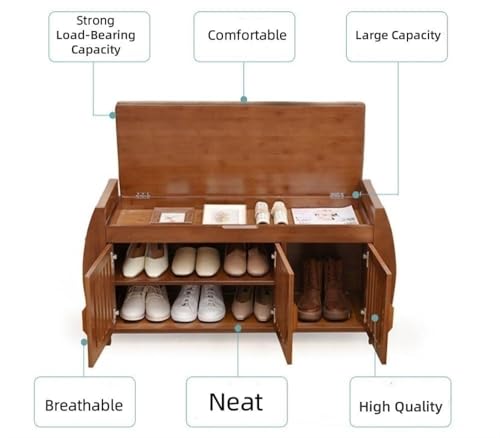 Banc à chaussures avec coussin et rangement pour entrée de maison - 6