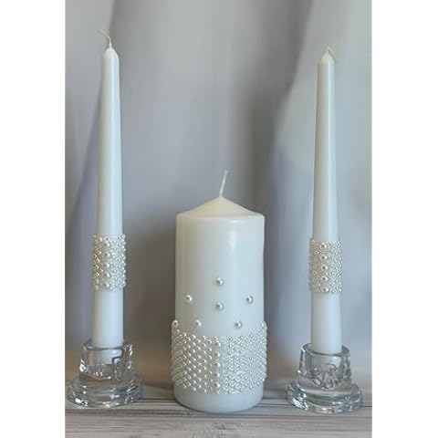 Magik Life Unity Candle Set for Wedding - Wedding Accessories for Reception Ceremony - Candle Sets - 6 Inch Pillar and 2 10 Inch Tapers - Decorative Pillars Cover