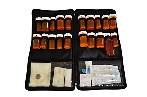 Razbag Lockable Medicine Bag Including TSA Combination Lock Holds 20 Various Sizes of prescriptions or Vitamins, 3 Storage Pockets. Great for Travel. with Free 7-Day Pillbox Medication Organizer