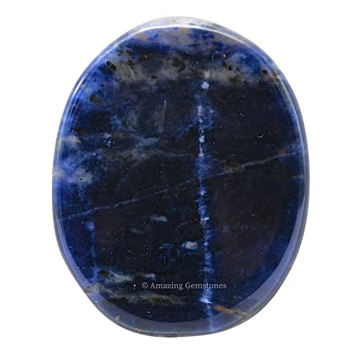 Image of Amazing Gemstone Sodalite Worry Stone Crystals and Healing Stones - Worry Stones for Stress Relief Gifts - Piedra Crystal Fidget for Meditation, Calming, Relaxation