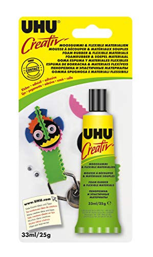 Preisvergleich Produktbild UHU Creativ' Spezialklebstoff für Moosgummi und flexible Materialien Tube, Schnell trocknender, flexibler Kontaktkleber 33ml