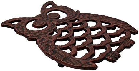 Cast Iron Owl Trivet - Decorative Trivet For Kitchen Counter or Dining Table Vintage, Rustic, Artisan Design - 20x15.3 cm - With Rubber Pegs/Feet - Recycled Metal