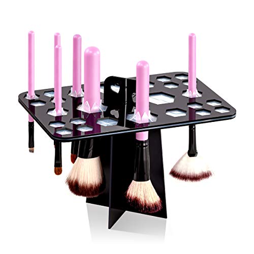 Bloomoak 26 Holes Make Up Brush Drying Rack Holder Tree Tower Air Drying Portable Folding Collapsible Cosmetic Shelf Tool Brush Organizer Upside Down