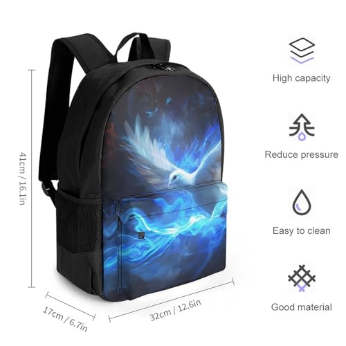 White Holy Spirit Dove Classic Backpack for Men Women Casual Daypack with Pocket and Adjustable Strap for Travel Work2