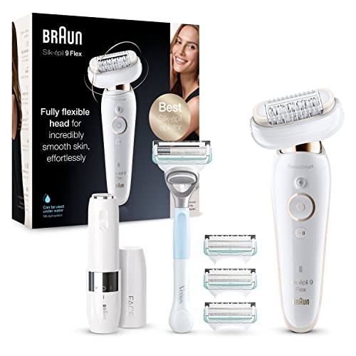Braun Silk-épil 9 Flex Beauty Set, Epilierer Damen, Haarentfernung mit flexiblem Kopf, kabellose Epilation, inkl. FaceSpa Bürste, Mini-Haarentferner, 9-105