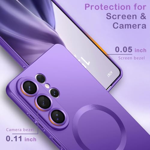 Image of DIZORO Samsung S26 Ultra Case, Compatible with Mag Safe Back Cover, Matte Luxury Metallic Luster Flexible TPU Wireless Charging Shockproof Case with Camera Protector (Metallic Violet)