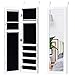 Giantex Wall or Door Mounted Jewelry Cabinet with Full Length Mirror, Over The Door Jewelry Armoire Organizer, Hanging Storage Cabinet with Necklace Hooks, Earring Slots, Ring Slots & Shelves (White)