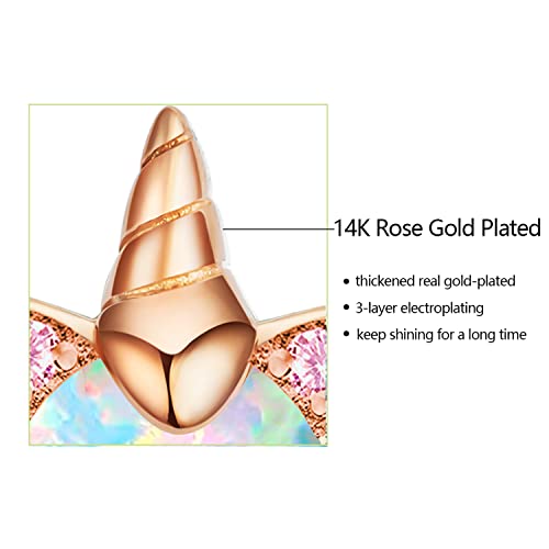 Unicorn Earrings for Girls, Hypoallergenic S925 Sterling Silver Earrings for Kids ARSKRO Small Tiny Cute Fire Opal Stud Earrings Jewelry Gifts for Sensitive Ears Little Toddlers Teen Girl3